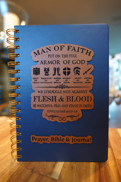 Armor Of God Laser Engraved Leatherette Patch Journal, Man Of Faith Journal, Prayer Bible & Journal, Prayer Journal, Bible Journal, Men's Ministry Journal