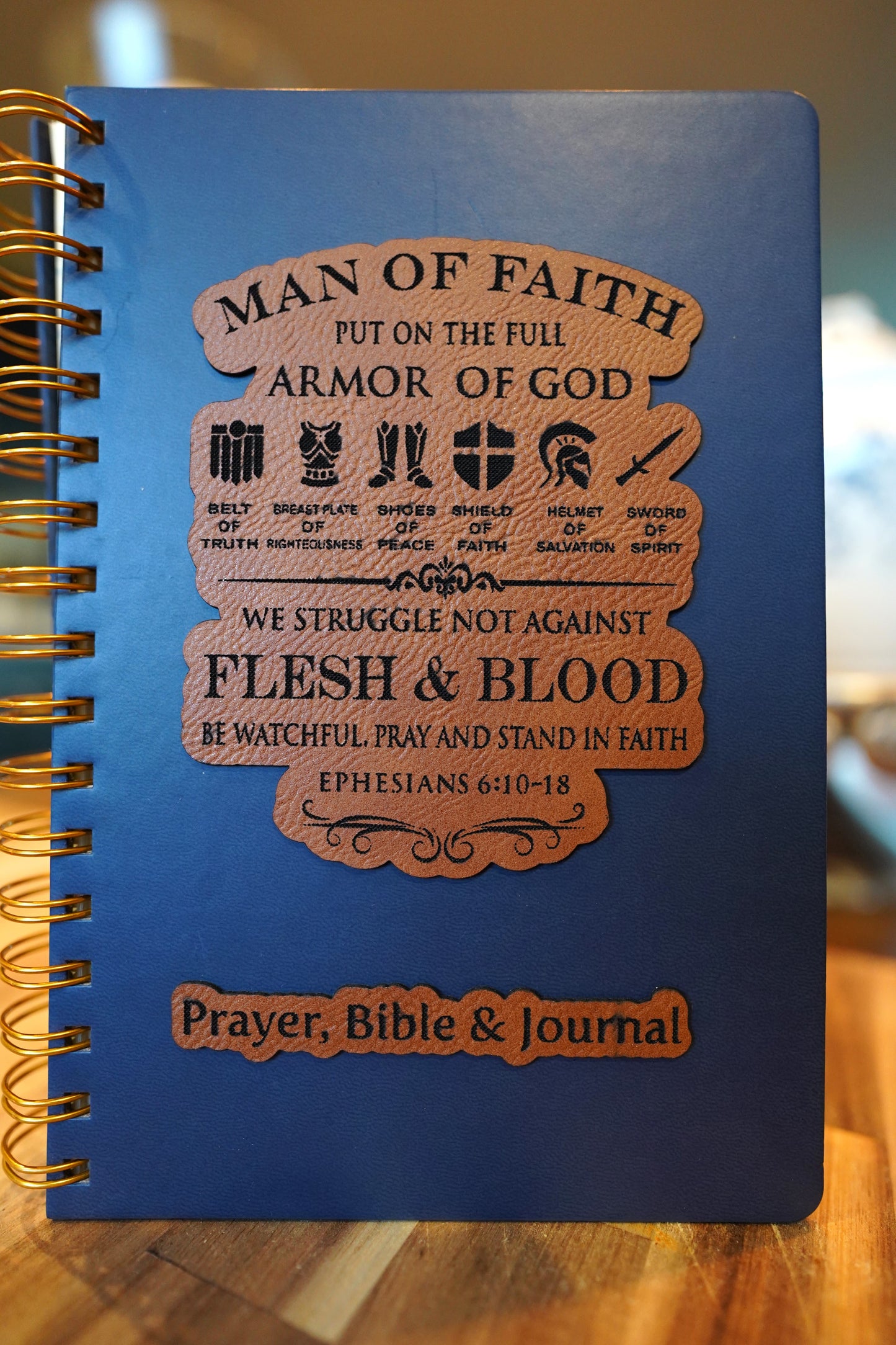 Armor Of God Laser Engraved Leatherette Patch Journal, Man Of Faith Journal, Prayer Bible & Journal, Prayer Journal, Bible Journal, Men's Ministry Journal