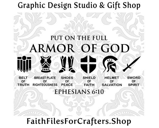 Armor of God Svg, Belt of Truth Svg, Sword of the Spirit svg, Shoes of Peace Svg, Shield of Faith Svg, Helmet of Salvation Svg, Ephesians 6