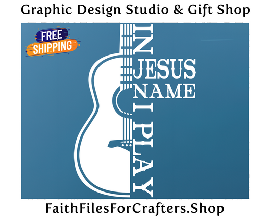 In jesus Name I Play Guitar Vinyl Decal, Guitar Decal, Guitar Car Decal, Christian Vinyl Decal, Witness Vinyl Decal,Worship Team Vinyl Decal