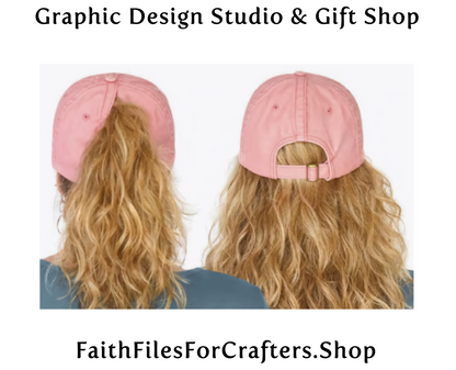 Woman Of Faith Laser Engraved Hydbond Leatherette Patch Hat, Infinity Her Ponytail Hat, Christian Hat,Infintiy Her Ponytail Cap,Ponytail Hat