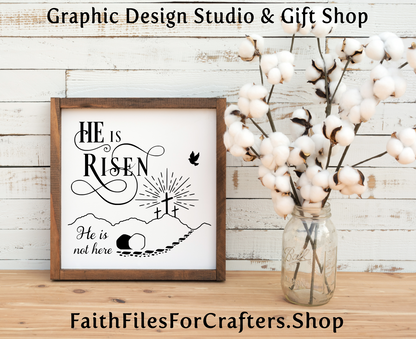 He Is Risen Svg, He Is Risen Png, He Is Risen Scene Svg, Matthew 28:6 Svg, Christian Svg, Christian Sublimation Svg, Christian Print Svg,