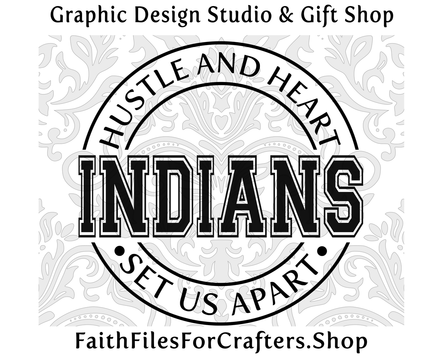 Indians Svg, Indians Shirt Svg, Hustle and Heart Set Us Apart Svg, Indians Sublimation Png, Indians Team Svg, Indians Hat Svg