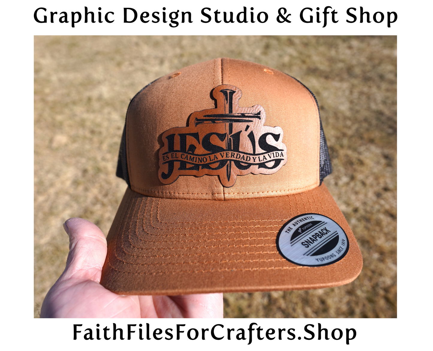 Jesus Es El Camino La Verdad Y La Vida Laser Engraved Hydbond Leatherette Patch Trucker Hat