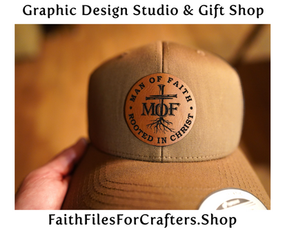 Man Of Faith Laser Engraved Hydbond Leatherette Patch Trucker Hat