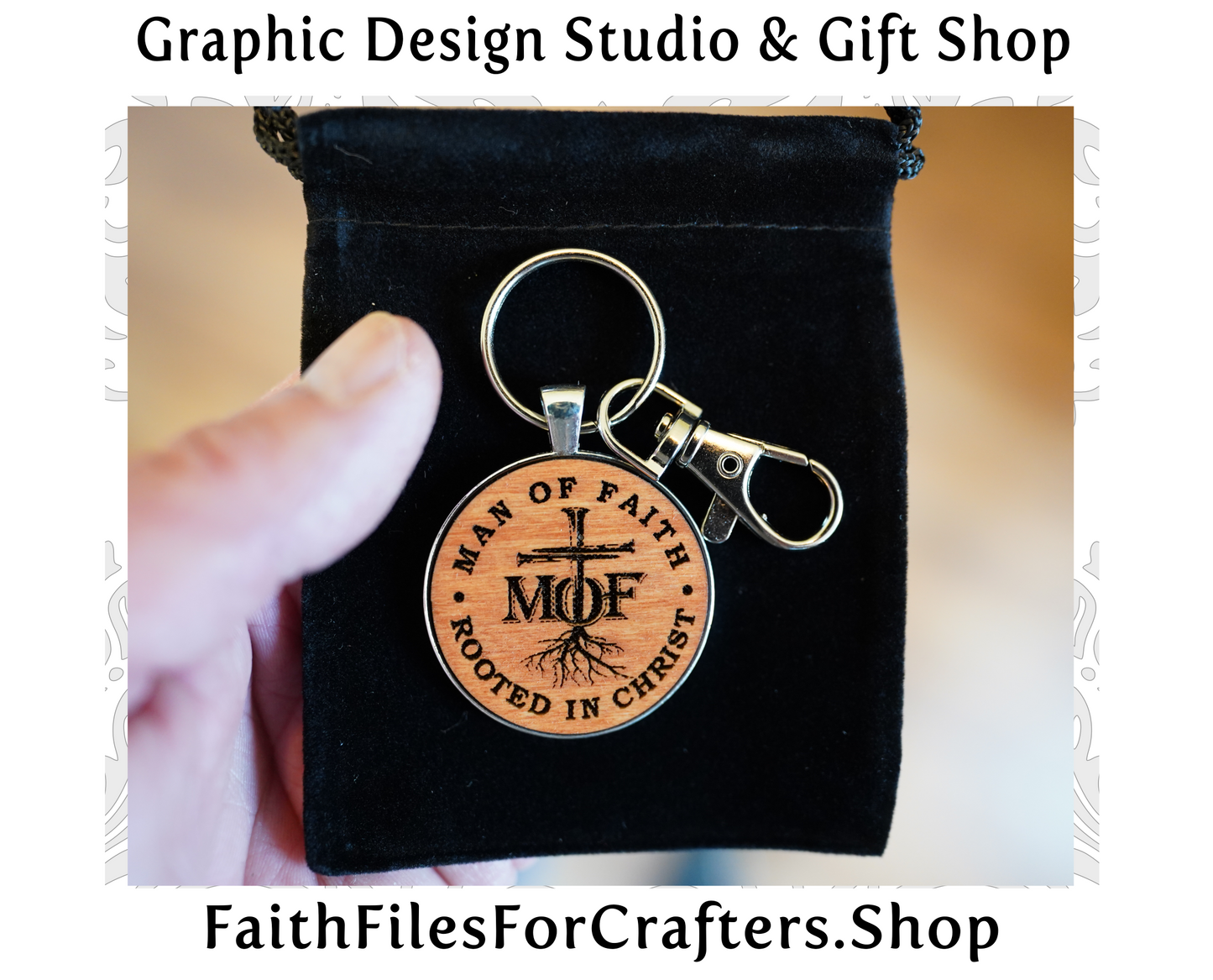 Man Of Faith Rooted In Christ Laser Engraved Key Chain