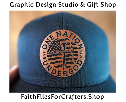 One Nation Under God Laser Engraved Hydbond Leatherette Patch Trucker Hat