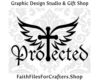 Protected Svg, Cross Svg, Christian Svg, Angels Wings Svg, Psalm 91 Svg, Cut Files Svg, Sublimination Svg, Heat Transfer Svg, T-shirt Svg