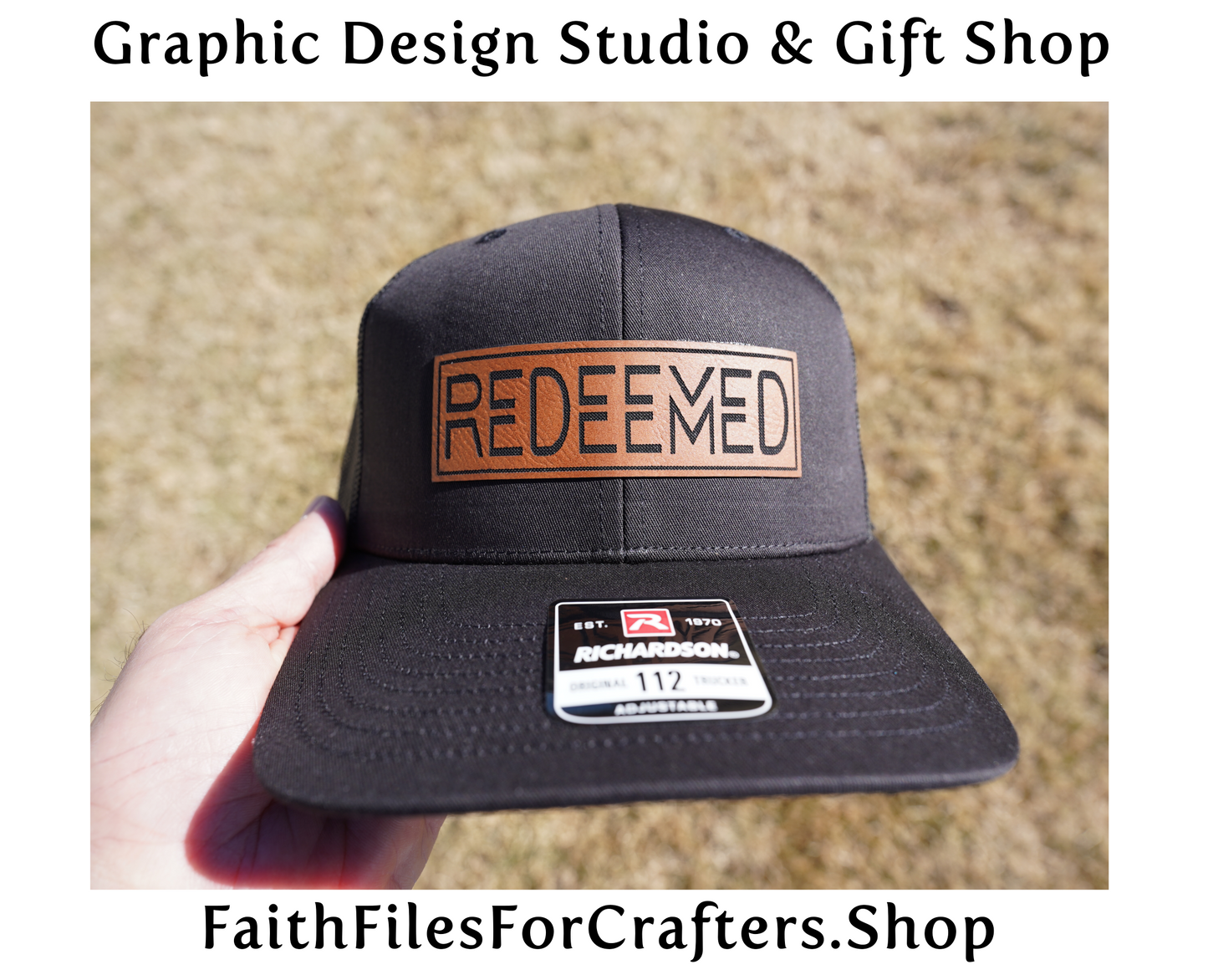 Redeemed Laser Engraved Hydbond Leatherette Patch Trucker Hat