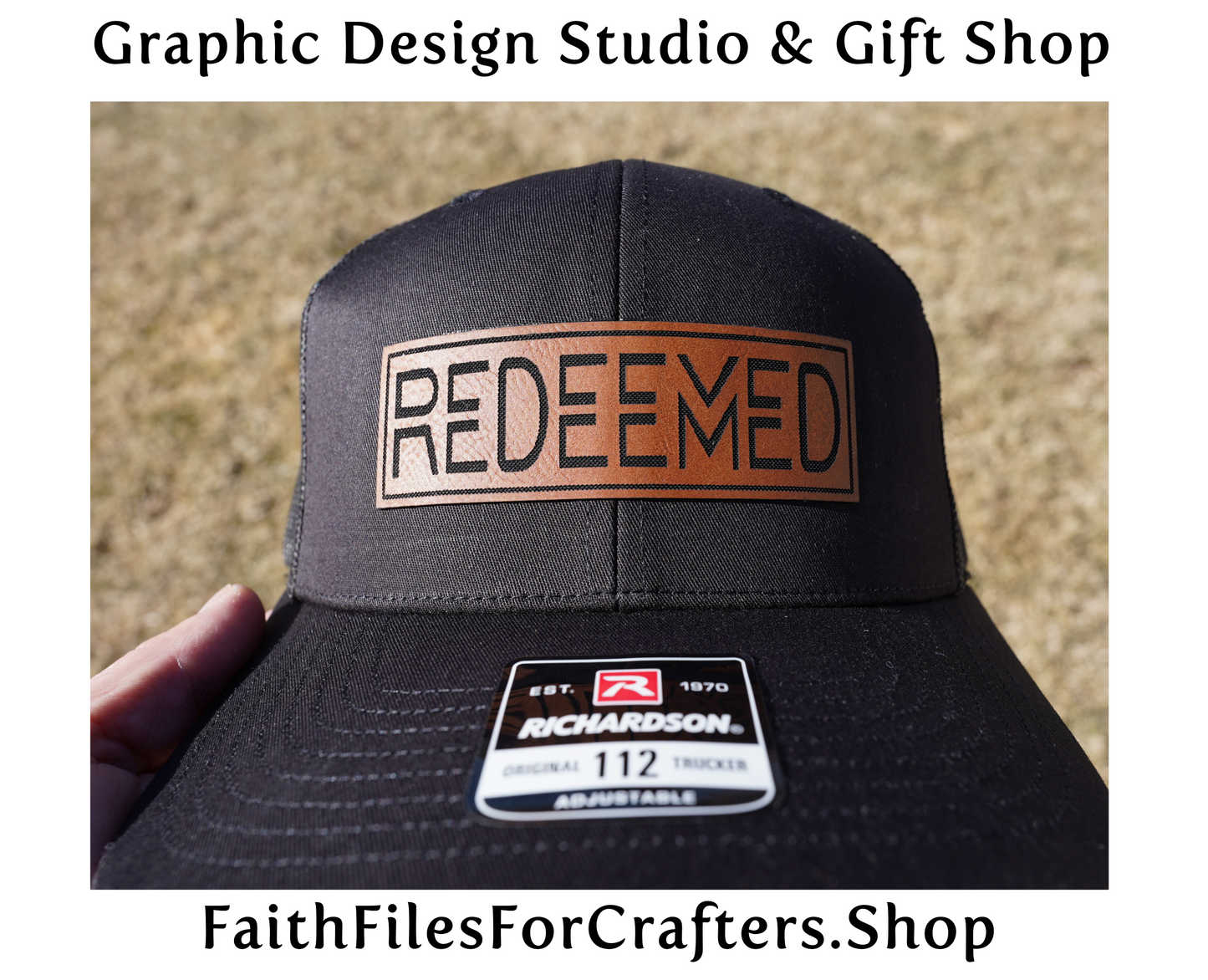 Redeemed Laser Engraved Hydbond Leatherette Patch Trucker Hat