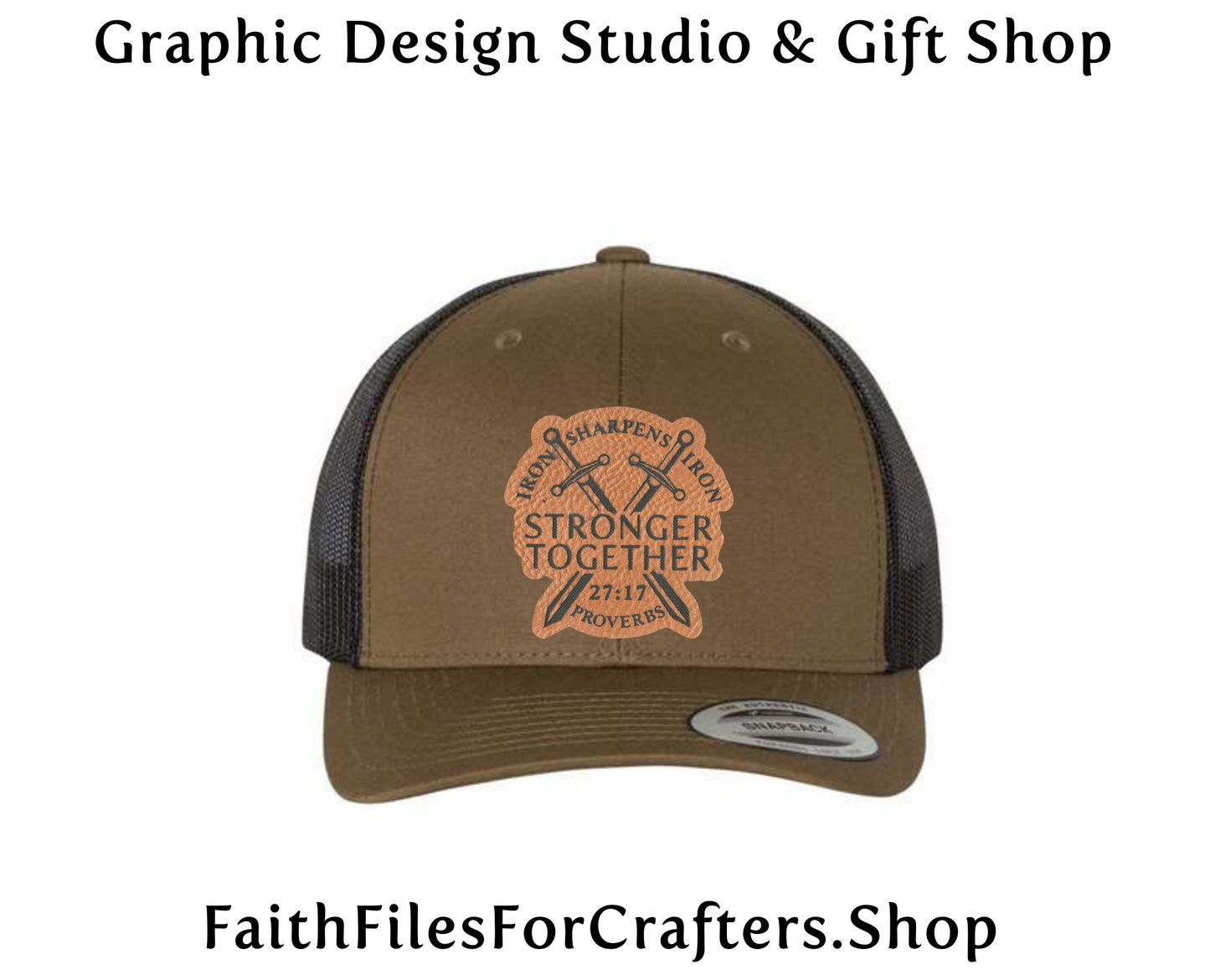 Stronger Together Laser Engraved Hydbond Leatherette Patch Trucker Hat