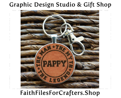 The Man The Myth The Legend Pappy Laser Engraved Key Chain