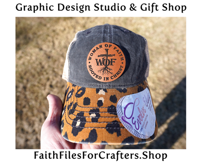 Woman Of Faith Laser Engraved Hydbond Leatherette Patch Hat, Infinity Her Ponytail Hat, Christian Hat,Infintiy Her Ponytail Cap,Ponytail Hat