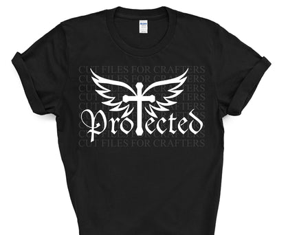 Protected Svg, Cross Svg, Christian Svg, Angels Wings Svg, Psalm 91 Svg, Cut Files Svg, Sublimination Svg, Heat Transfer Svg, T-shirt Svg