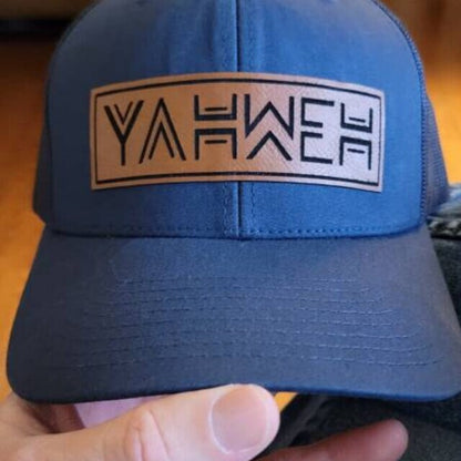 YAHWEH Laser Engraved Hydbond Leatherette Patch Trucker Hat