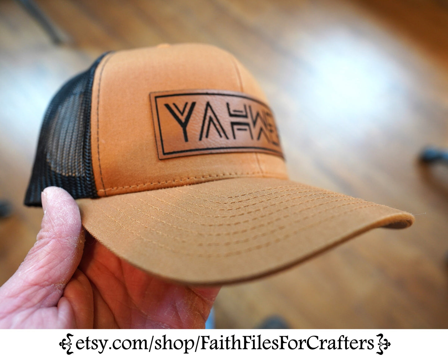 YAHWEH Laser Engraved Hydbond Leatherette Patch Trucker Hat