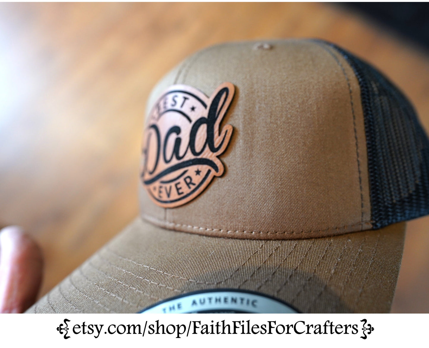 Best Dad Ever Laser Engraved Hydbond Leatherette Patch Trucker Hat